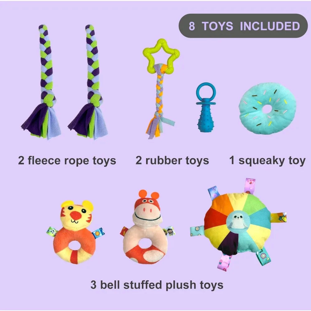 Puppy Play Gym for Small Dogs with 8 Hanging Toys, Jungle Playground with Interactive Funny Enrichment Toys to Keep Them Busy