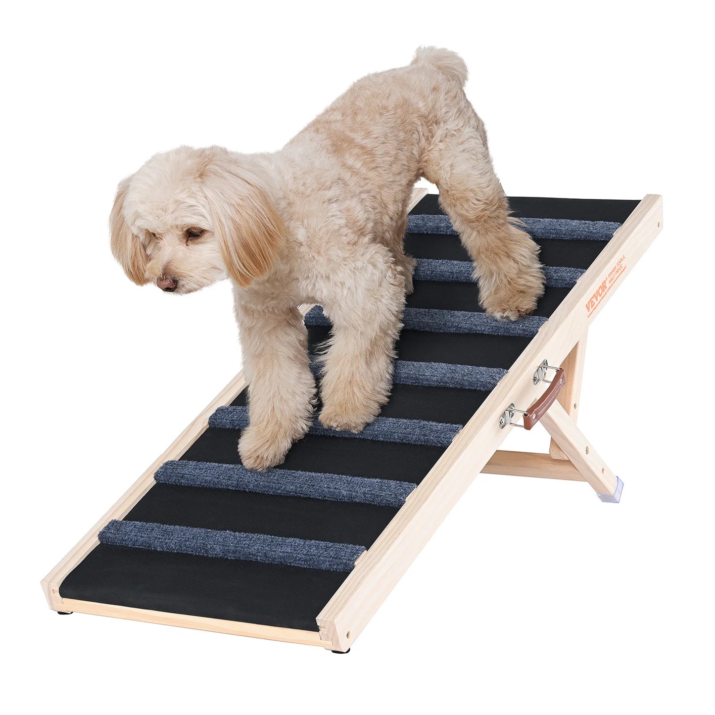 SucceBuy Dog Ramp Folding Ladder Anti-slip High Adjustable Wooden Pet Ramp Removable for Small Old Dog Climbing Stairs Sofa Car