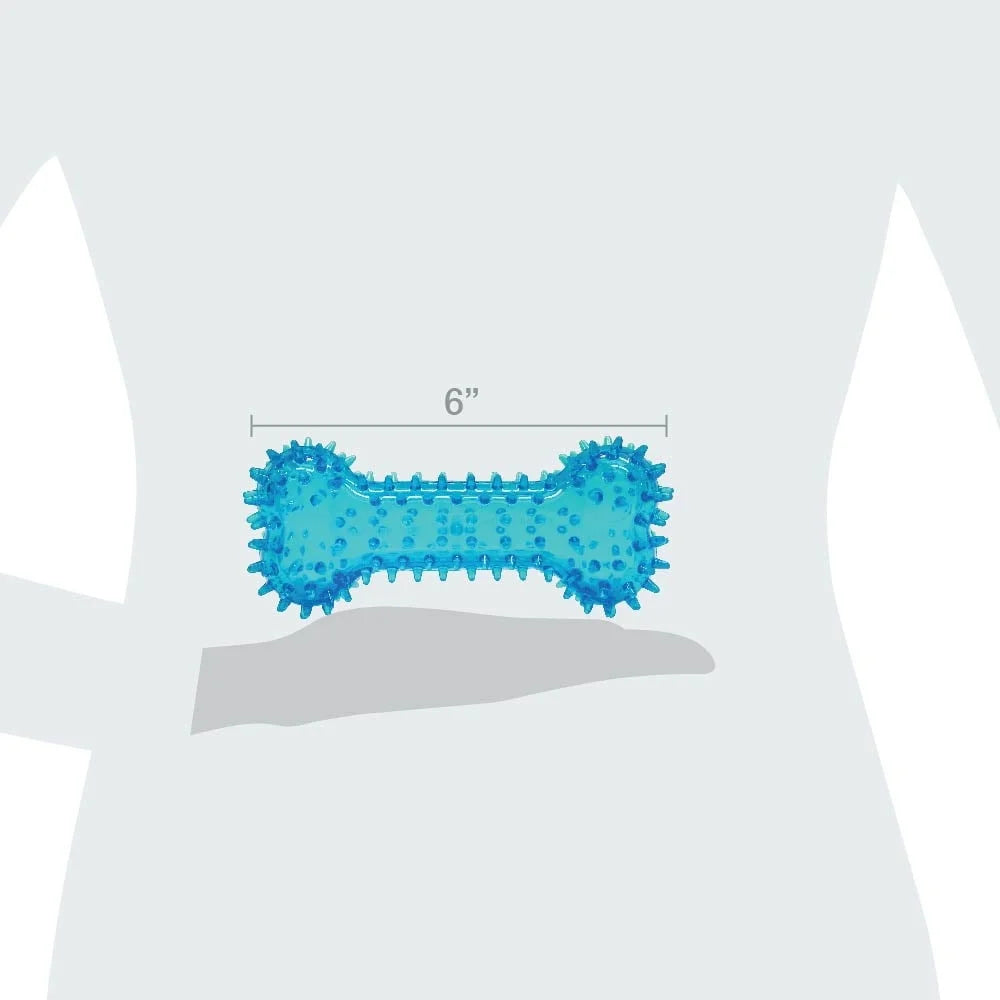 3 Pack Spiky Blue Bone Dog Toy Chew Level 3 Interactive Fetch Play Indoor Outdoor Durable TPR Chewable Moderate Chewers
