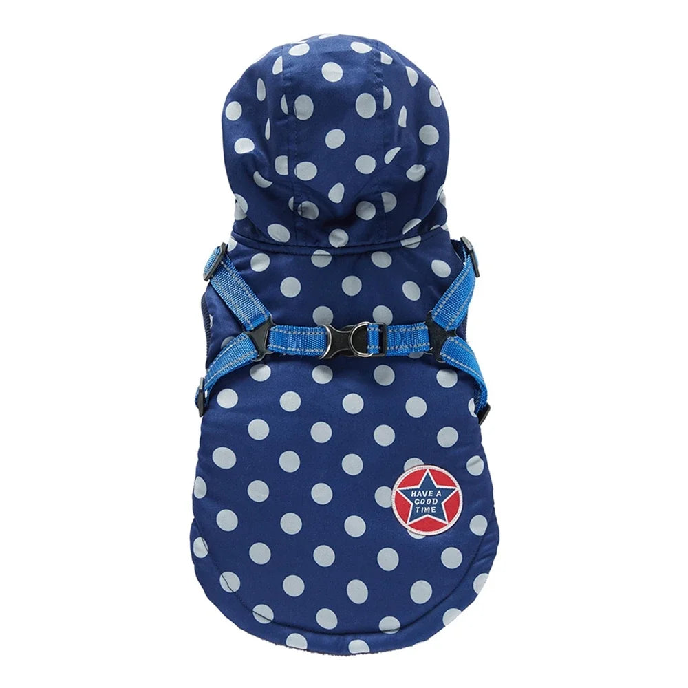Winter Pet Dog Waterproof Clothes with Harness Warm Coat Cotton Hooded Jacket for Small Dogs Cat Chihuahua Coat Pet Supplies