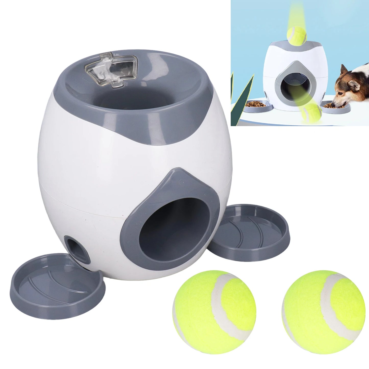 Dog Ball Feeding Toys Dog Tennis Ball Feeding Machine with 2 Tennis for Dog Training Dog Tennis Ball Machine